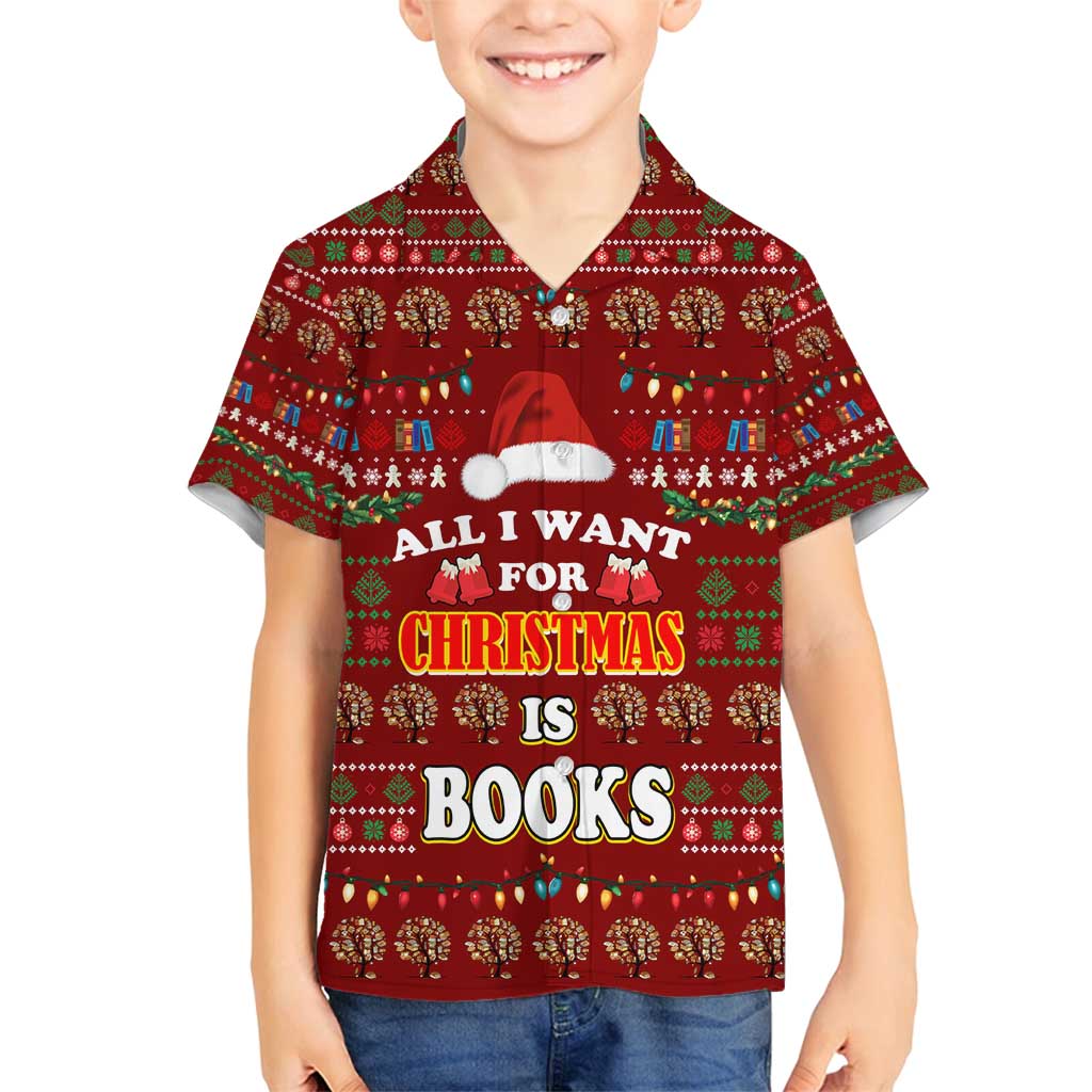 All I Want For Christmas Is Books Christmas Family Matching Off Shoulder Maxi Dress and Hawaiian Shirt Xmas Holiday Patterns - Wonder Print Shop