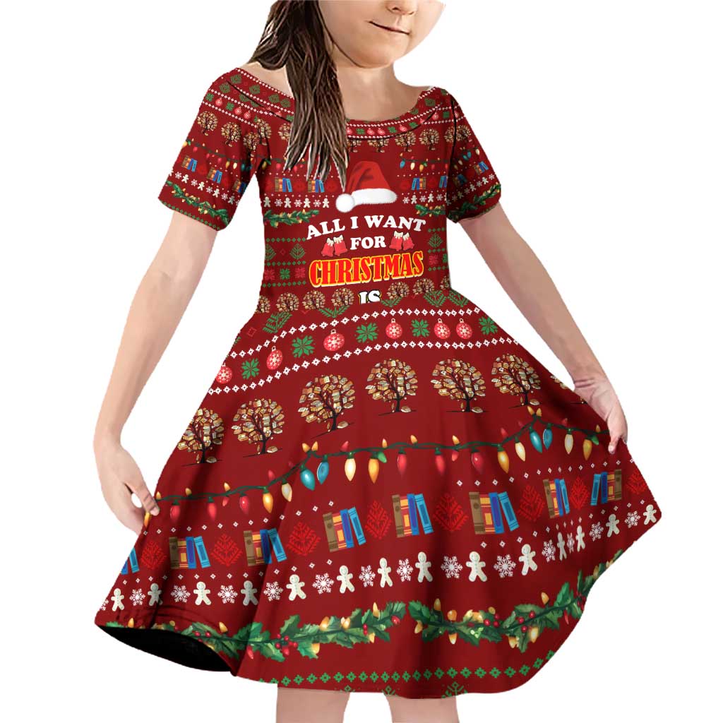 All I Want For Christmas Is Books Christmas Family Matching Off Shoulder Short Dress and Hawaiian Shirt Xmas Holiday Patterns - Wonder Print Shop