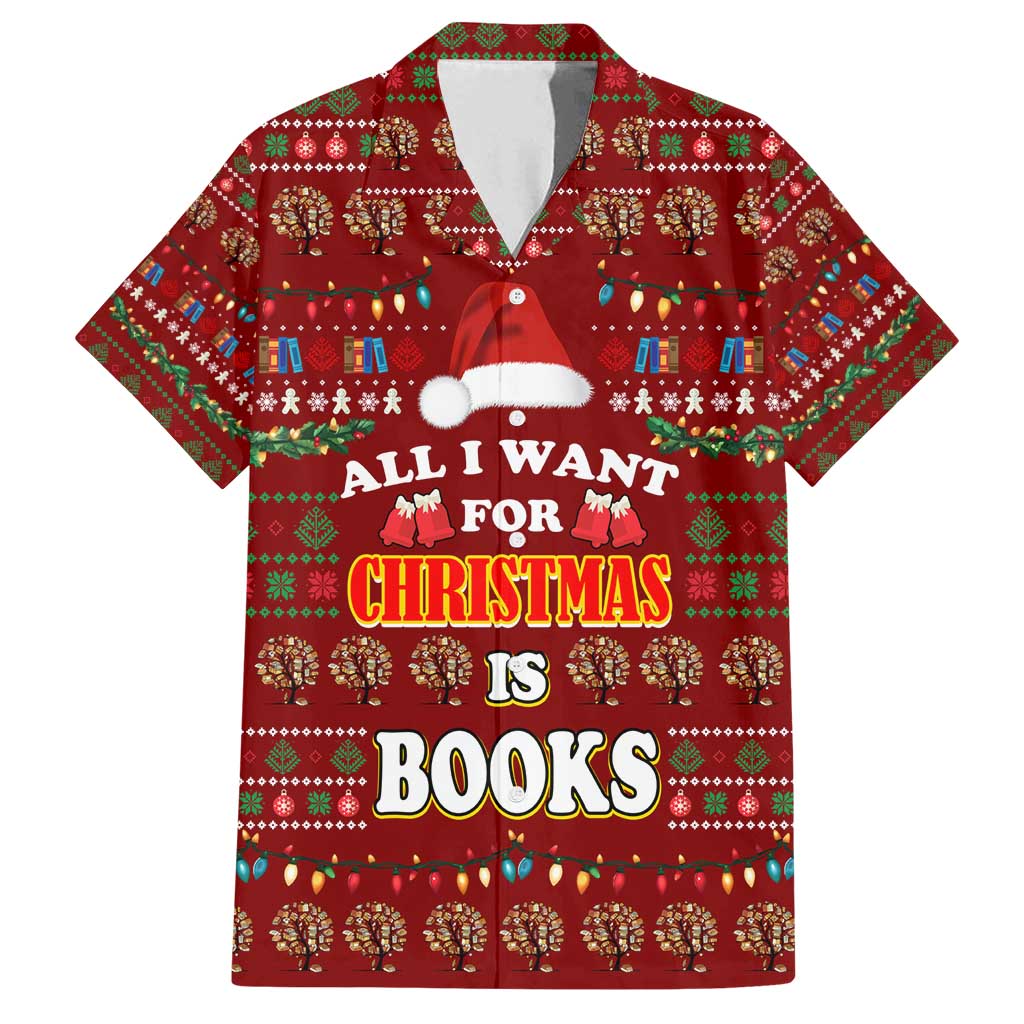 All I Want For Christmas Is Books Christmas Family Matching Off Shoulder Short Dress and Hawaiian Shirt Xmas Holiday Patterns - Wonder Print Shop
