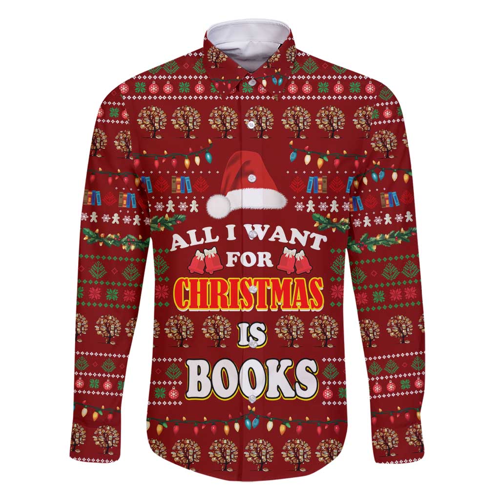 All I Want For Christmas Is Books Christmas Family Matching Off Shoulder Short Dress and Hawaiian Shirt Xmas Holiday Patterns - Wonder Print Shop