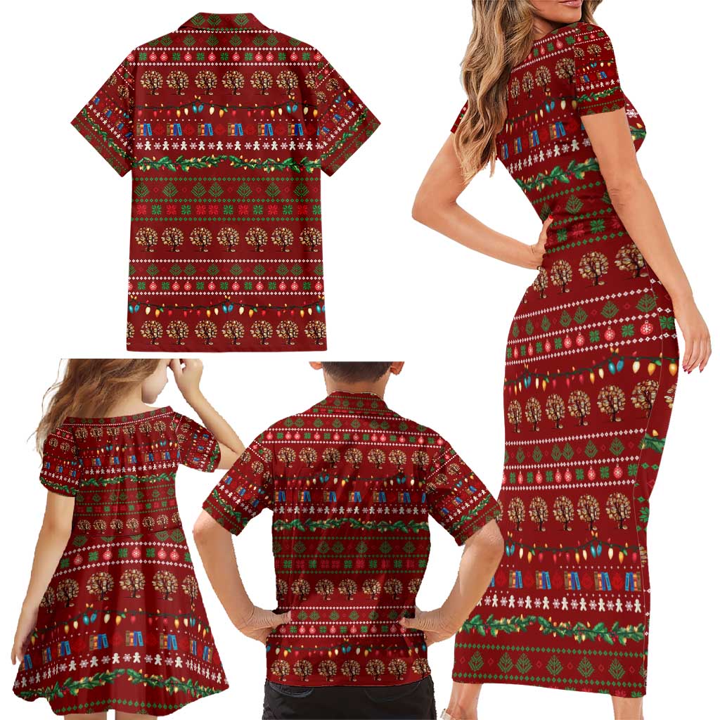 All I Want For Christmas Is Books Christmas Family Matching Short Sleeve Bodycon Dress and Hawaiian Shirt Xmas Holiday Patterns - Wonder Print Shop