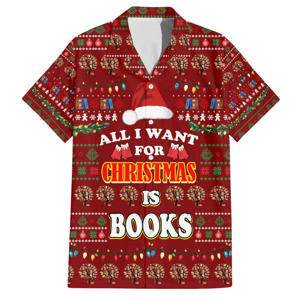 All I Want For Christmas Is Books Christmas Family Matching Short Sleeve Bodycon Dress and Hawaiian Shirt Xmas Holiday Patterns - Wonder Print Shop
