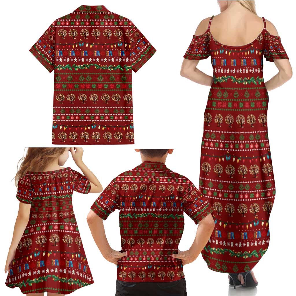 All I Want For Christmas Is Books Christmas Family Matching Summer Maxi Dress and Hawaiian Shirt Xmas Holiday Patterns - Wonder Print Shop