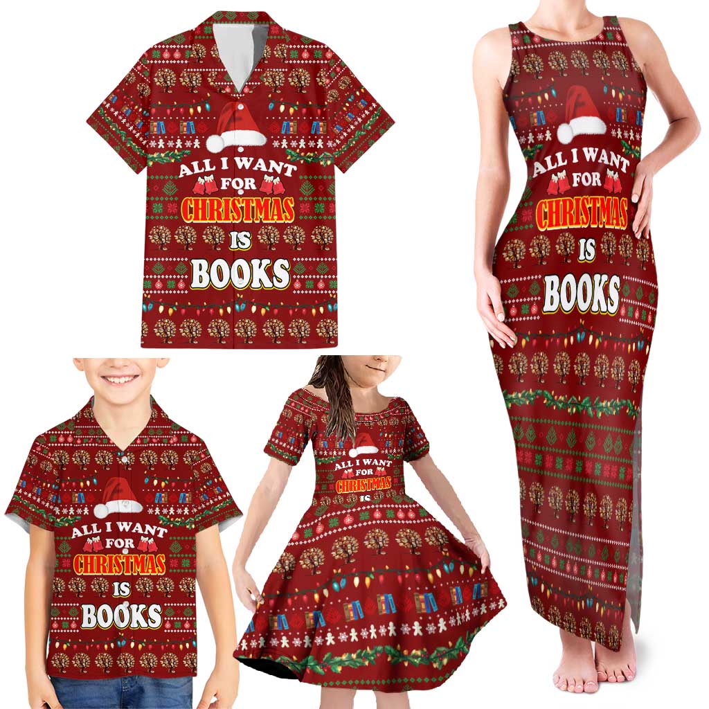 All I Want For Christmas Is Books Christmas Family Matching Tank Maxi Dress and Hawaiian Shirt Xmas Holiday Patterns - Wonder Print Shop