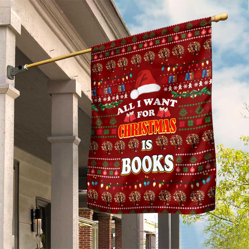 All I Want For Christmas Is Books Christmas Garden Flag Xmas Holiday Patterns - Wonder Print Shop