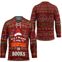 All I Want For Christmas Is Books Christmas Hockey Jersey Xmas Holiday Patterns - Wonder Print Shop