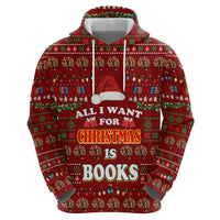 All I Want For Christmas Is Books Christmas Hoodie Xmas Holiday Patterns - Wonder Print Shop
