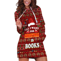 All I Want For Christmas Is Books Christmas Hoodie Dress Xmas Holiday Patterns - Wonder Print Shop