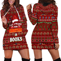 All I Want For Christmas Is Books Christmas Hoodie Dress Xmas Holiday Patterns - Wonder Print Shop