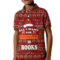 All I Want For Christmas Is Books Christmas Kid Polo Shirt Xmas Holiday Patterns - Wonder Print Shop