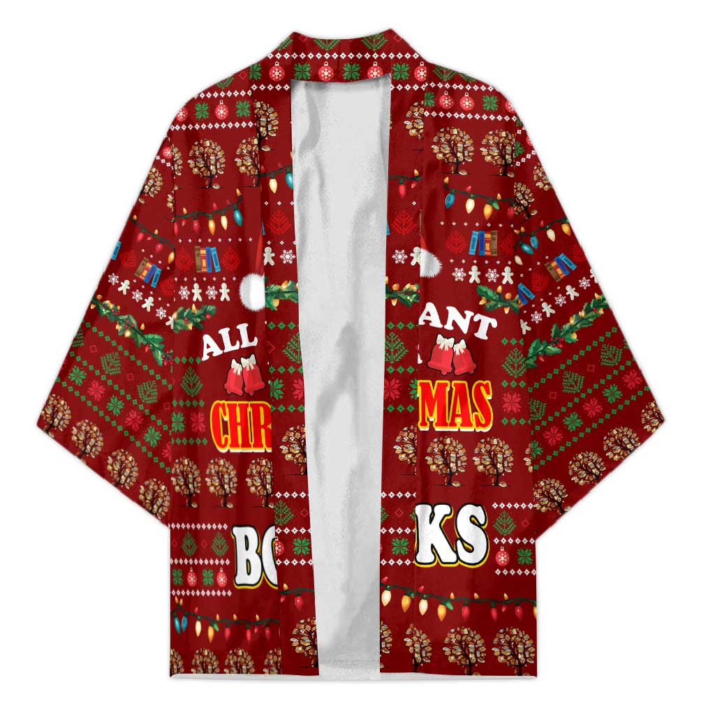 All I Want For Christmas Is Books Christmas Kimono Xmas Holiday Patterns - Wonder Print Shop