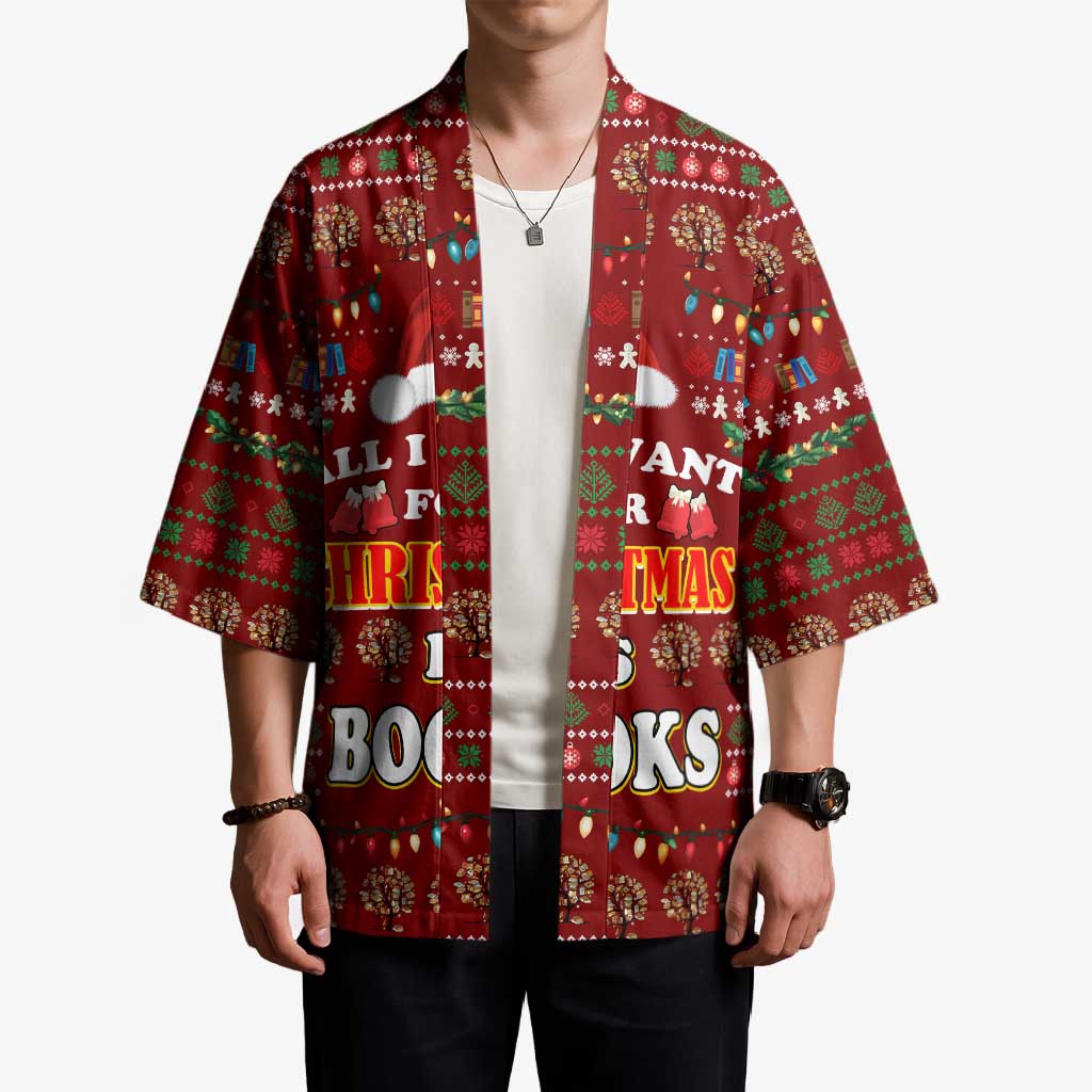 All I Want For Christmas Is Books Christmas Kimono Xmas Holiday Patterns - Wonder Print Shop