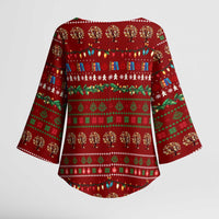 All I Want For Christmas Is Books Christmas Kimono Sleeve Blouse Xmas Holiday Patterns - Wonder Print Shop