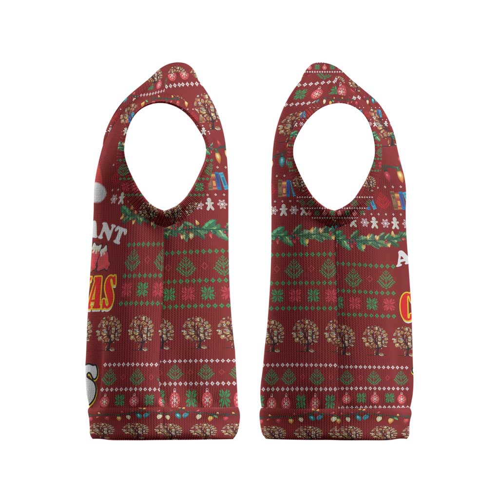 All I Want For Christmas Is Books Christmas Knitted V-Neck Vest Xmas Holiday Patterns - Wonder Print Shop