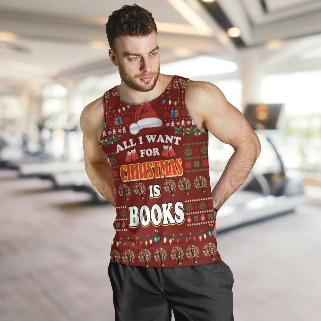 All I Want For Christmas Is Books Christmas Men Tank Top Xmas Holiday Patterns - Wonder Print Shop
