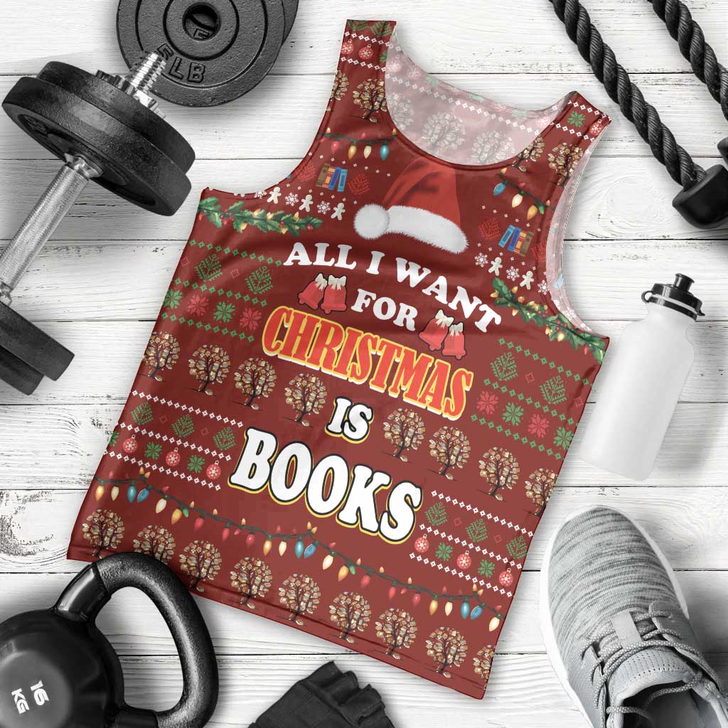 All I Want For Christmas Is Books Christmas Men Tank Top Xmas Holiday Patterns - Wonder Print Shop