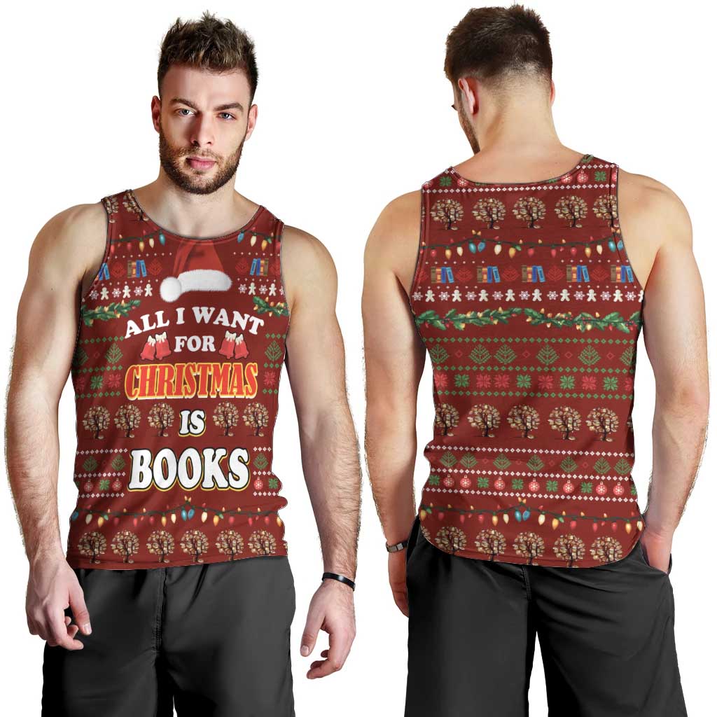 All I Want For Christmas Is Books Christmas Men Tank Top Xmas Holiday Patterns - Wonder Print Shop