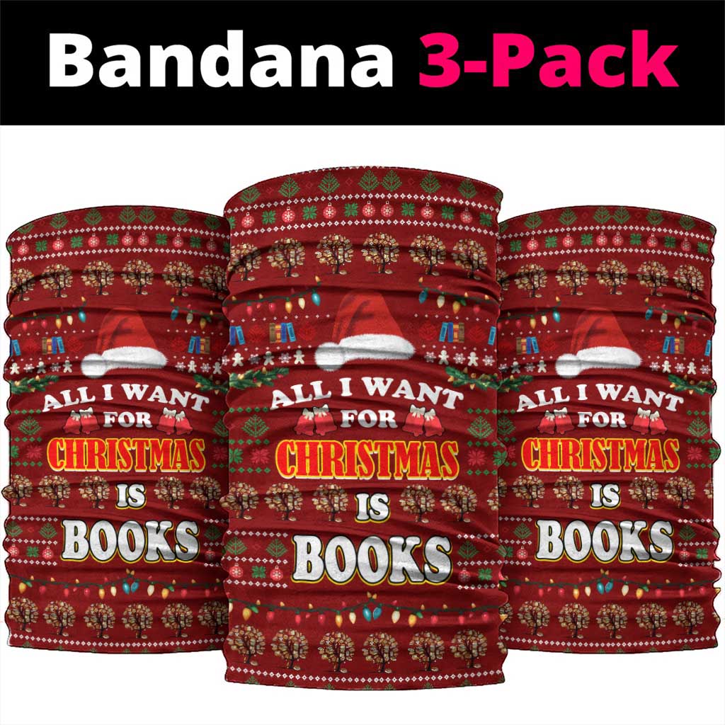 All I Want For Christmas Is Books Christmas Neck Gaiter Xmas Holiday Patterns - Wonder Print Shop