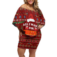 All I Want For Christmas Is Books Christmas Off Shoulder Short Dress Xmas Holiday Patterns - Wonder Print Shop