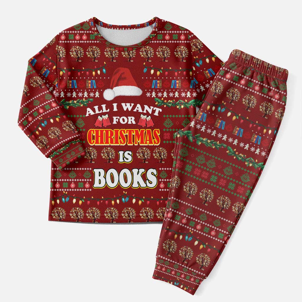 All I Want For Christmas Is Books Christmas Pajama Set Xmas Holiday Patterns - Wonder Print Shop