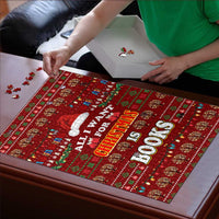 All I Want For Christmas Is Books Christmas Puzzle Xmas Holiday Patterns - Wonder Print Shop