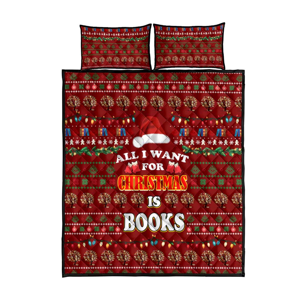All I Want For Christmas Is Books Christmas Quilt Bed Set Xmas Holiday Patterns - Wonder Print Shop