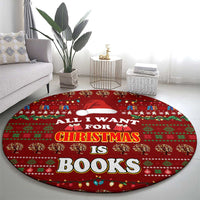 All I Want For Christmas Is Books Christmas Round Carpet Xmas Holiday Patterns - Wonder Print Shop