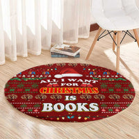 All I Want For Christmas Is Books Christmas Round Carpet Xmas Holiday Patterns - Wonder Print Shop