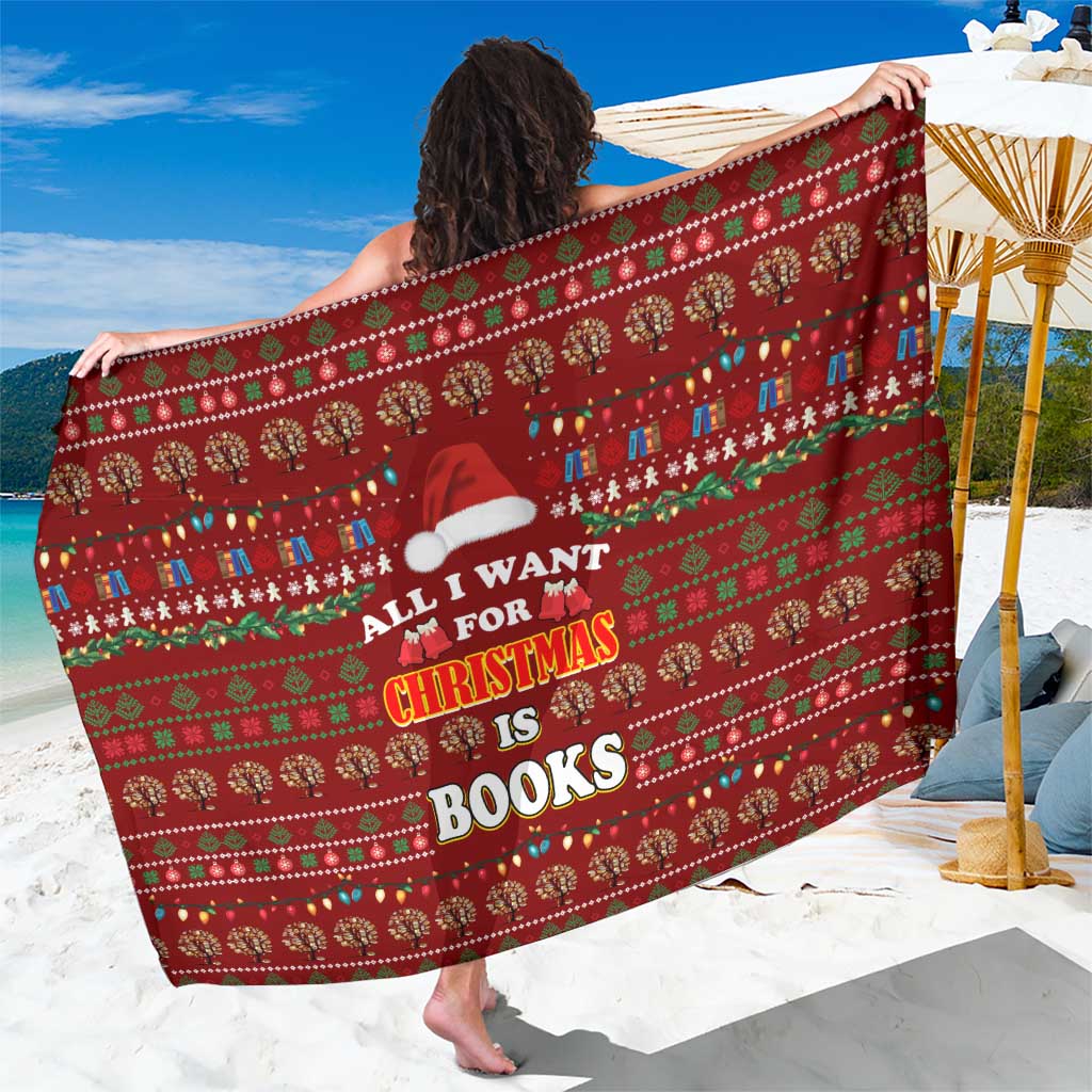 All I Want For Christmas Is Books Christmas Sarong Xmas Holiday Patterns - Wonder Print Shop