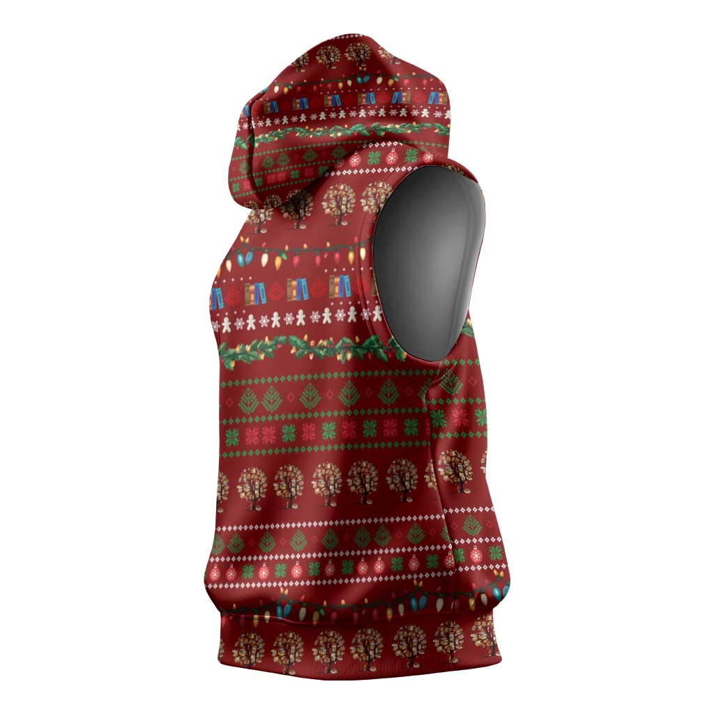 All I Want For Christmas Is Books Christmas Sleeveless Hoodie Xmas Holiday Patterns - Wonder Print Shop