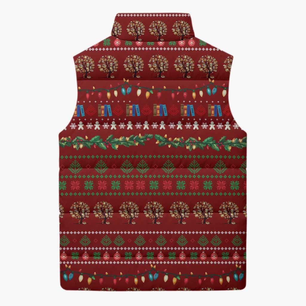 All I Want For Christmas Is Books Christmas Sleeveless Puffer Jacket Xmas Holiday Patterns - Wonder Print Shop