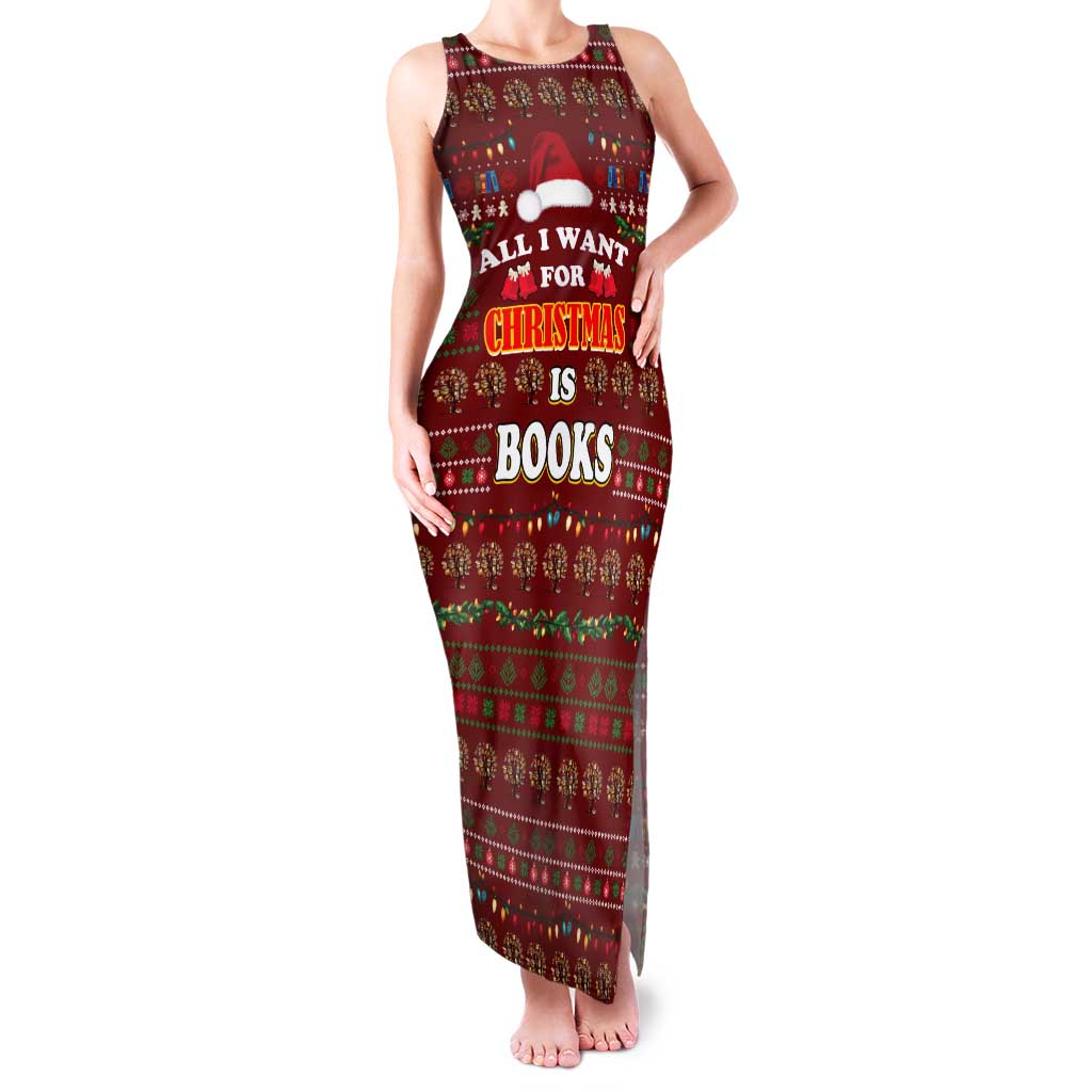 All I Want For Christmas Is Books Christmas Tank Maxi Dress Xmas Holiday Patterns - Wonder Print Shop