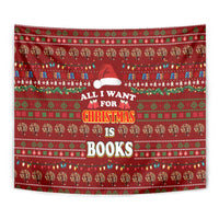 All I Want For Christmas Is Books Christmas Tapestry Xmas Holiday Patterns - Wonder Print Shop