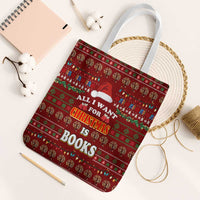 All I Want For Christmas Is Books Christmas Tote Bag Xmas Holiday Patterns - Wonder Print Shop
