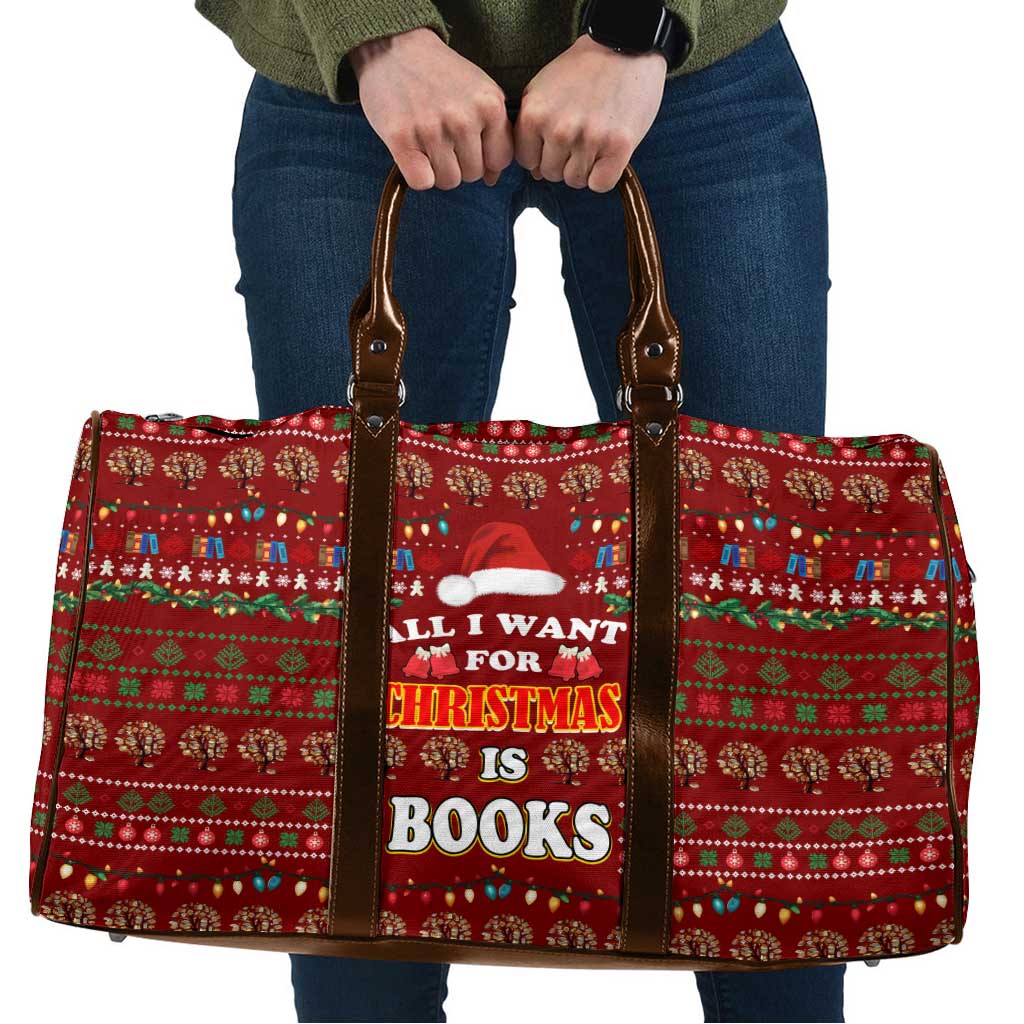 All I Want For Christmas Is Books Christmas Travel Bag Xmas Holiday Patterns - Wonder Print Shop
