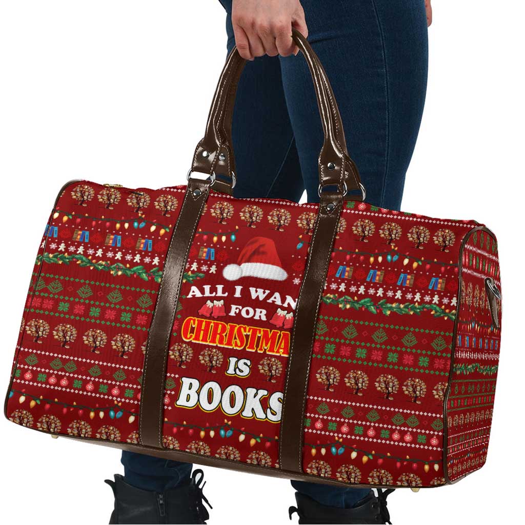 All I Want For Christmas Is Books Christmas Travel Bag Xmas Holiday Patterns - Wonder Print Shop