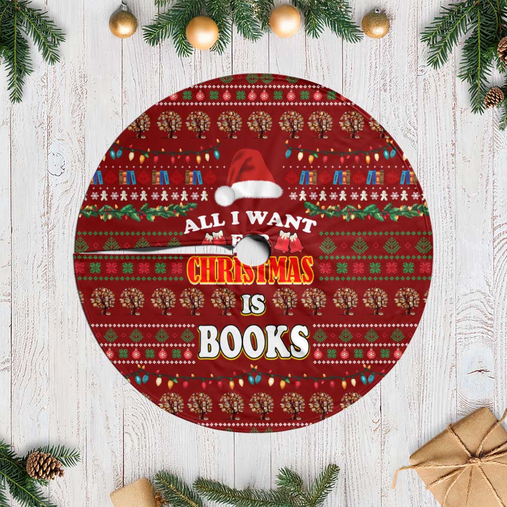 All I Want For Christmas Is Books Christmas Tree Skirt Xmas Holiday Patterns - Wonder Print Shop
