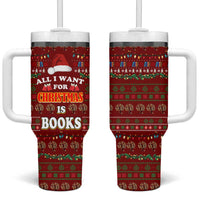 All I Want For Christmas Is Books Christmas Tumbler With Handle Xmas Holiday Patterns - Wonder Print Shop