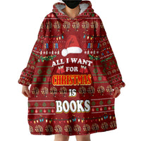 All I Want For Christmas Is Books Christmas Wearable Blanket Hoodie Xmas Holiday Patterns - Wonder Print Shop