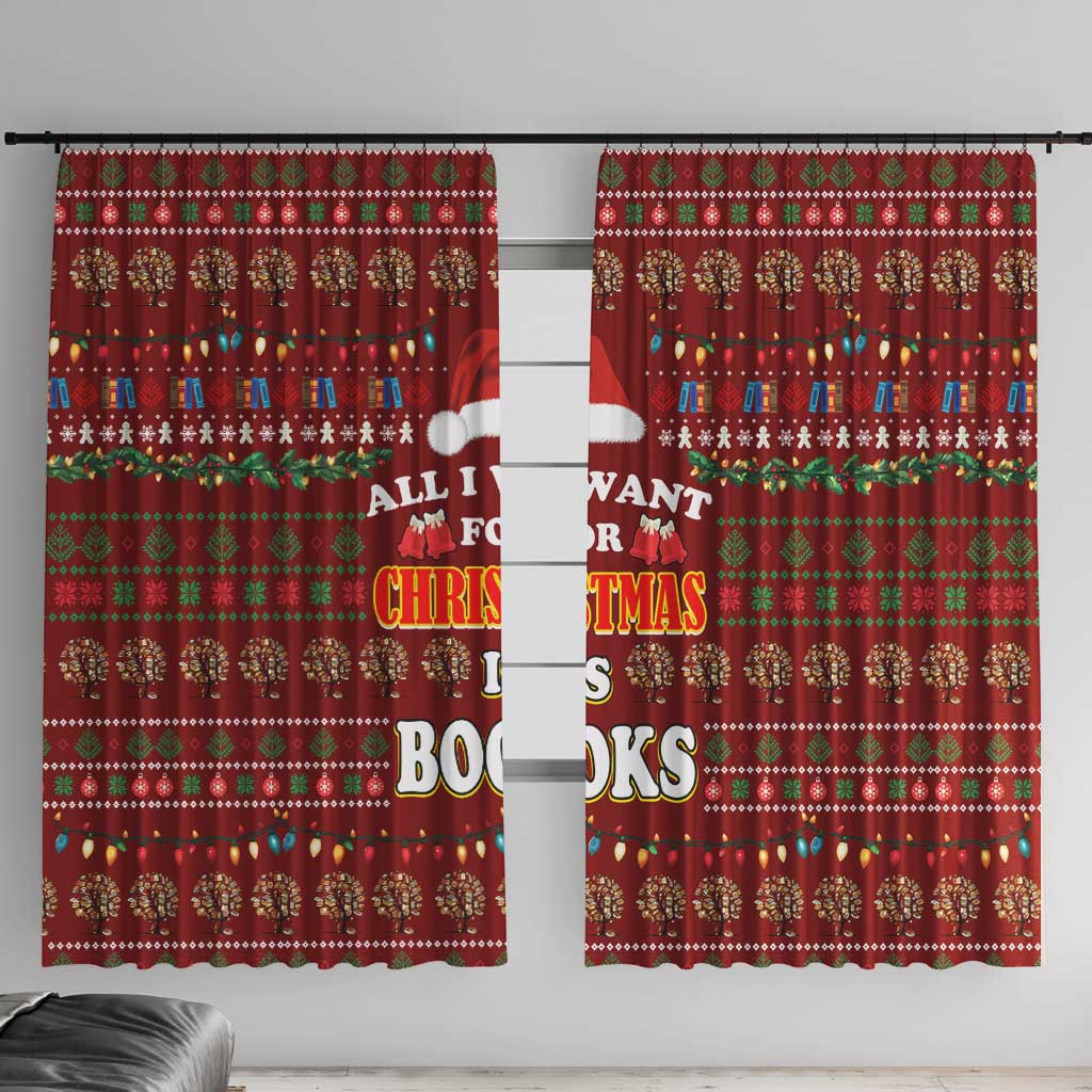 All I Want For Christmas Is Books Christmas Window Curtain Xmas Holiday Patterns - Wonder Print Shop