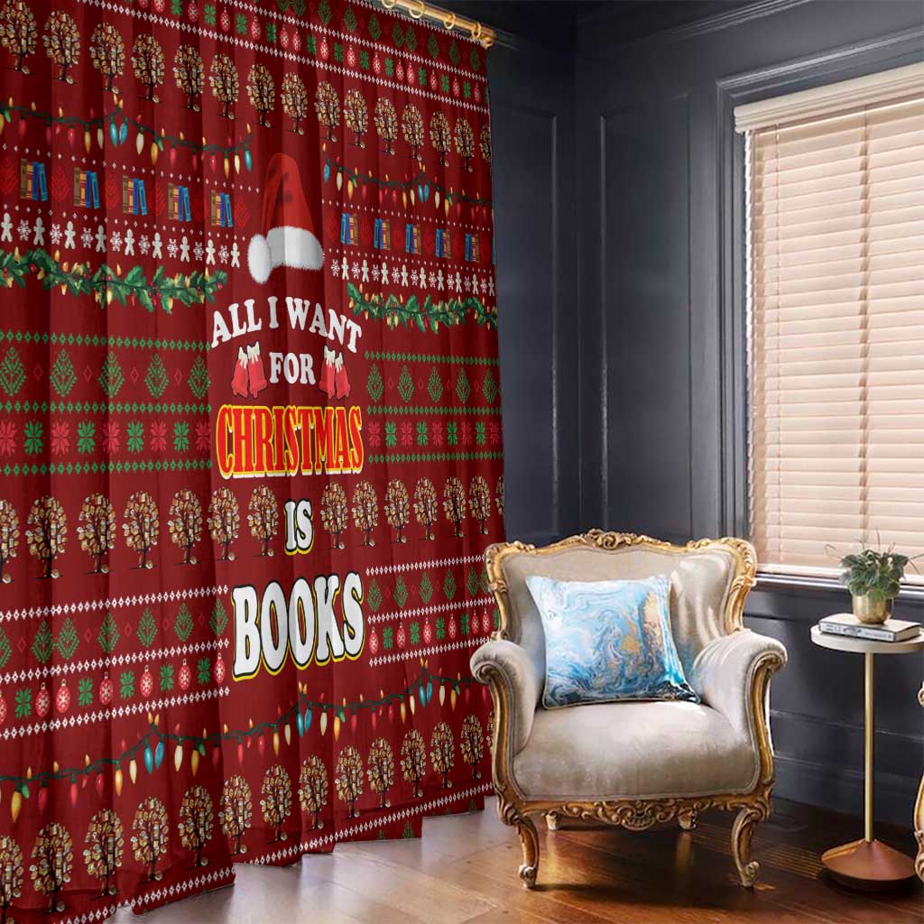 All I Want For Christmas Is Books Christmas Window Curtain Xmas Holiday Patterns - Wonder Print Shop