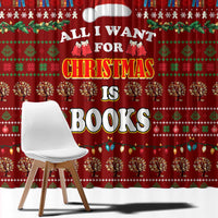 All I Want For Christmas Is Books Christmas Window Curtain Xmas Holiday Patterns - Wonder Print Shop