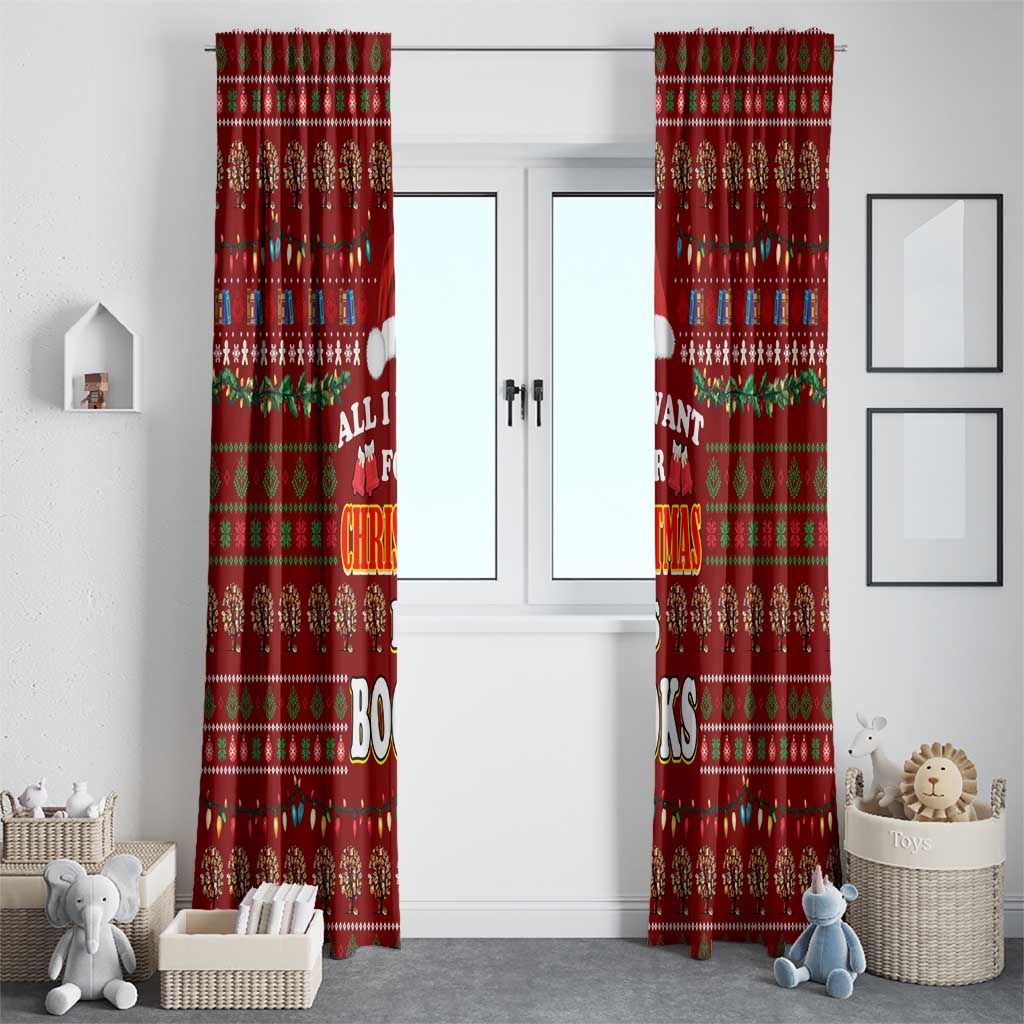 All I Want For Christmas Is Books Christmas Window Curtain Xmas Holiday Patterns - Wonder Print Shop