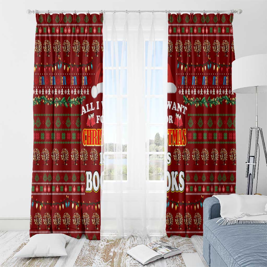 All I Want For Christmas Is Books Christmas Window Curtain Xmas Holiday Patterns - Wonder Print Shop