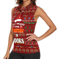 All I Want For Christmas Is Books Christmas Women Sleeveless Polo Shirt Xmas Holiday Patterns - Wonder Print Shop