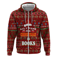 All I Want For Christmas Is Books Christmas Zip Hoodie Xmas Holiday Patterns - Wonder Print Shop