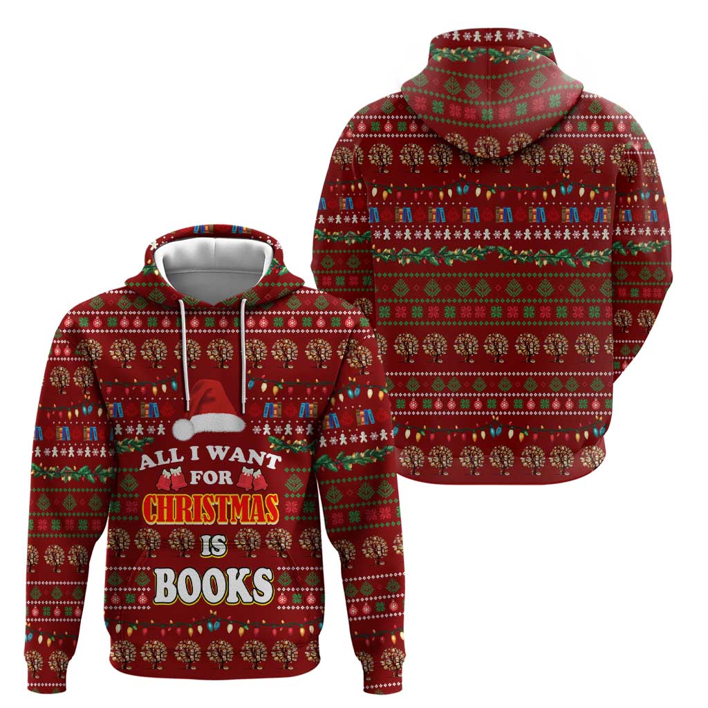 All I Want For Christmas Is Books Christmas Zip Hoodie Xmas Holiday Patterns - Wonder Print Shop