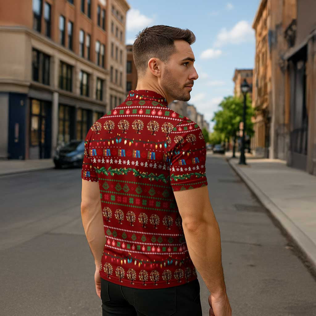 All I Want For Christmas Is Books Christmas Zipper Polo Shirt Xmas Holiday Patterns - Wonder Print Shop