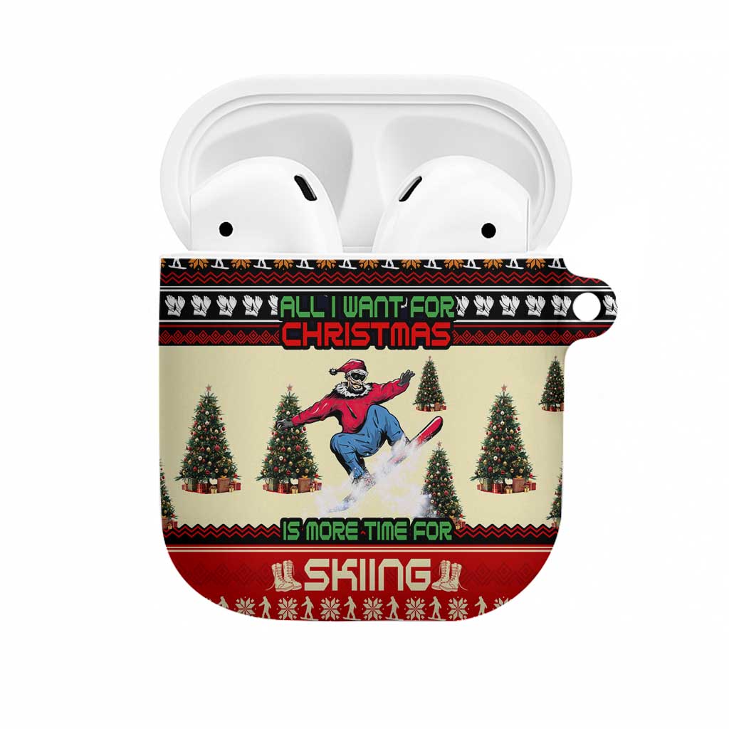 All I Want For Christmas Is Skiing Christmas AirPods Case Xmas Holiday Patterns - Wonder Print Shop