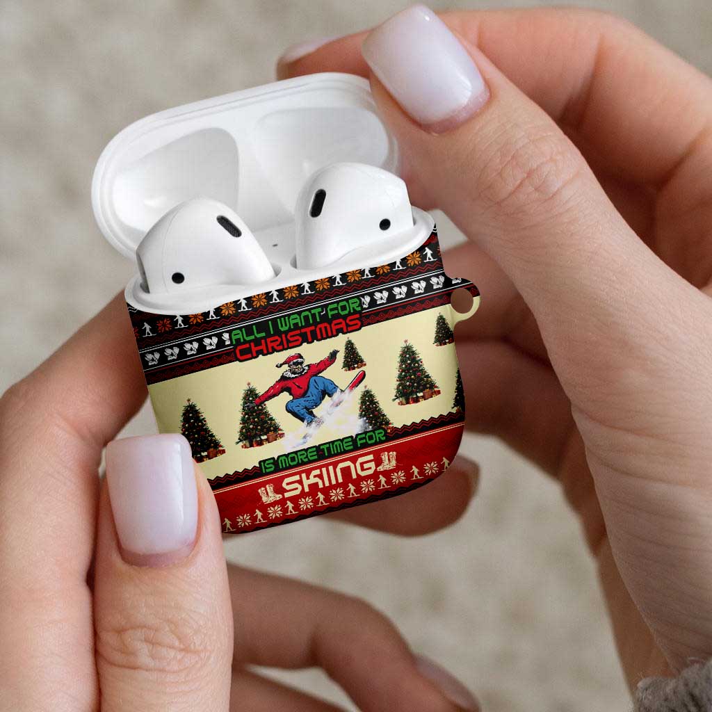 All I Want For Christmas Is Skiing Christmas AirPods Case Xmas Holiday Patterns - Wonder Print Shop